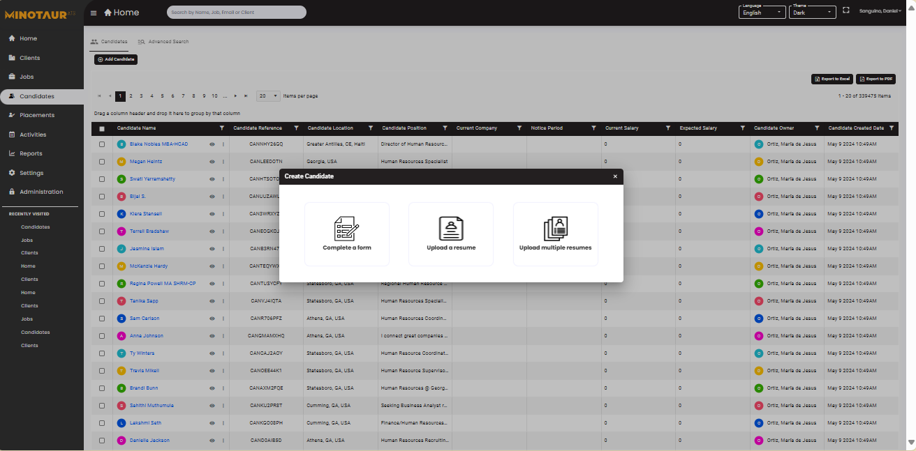 screenshot of Minotaur ATS